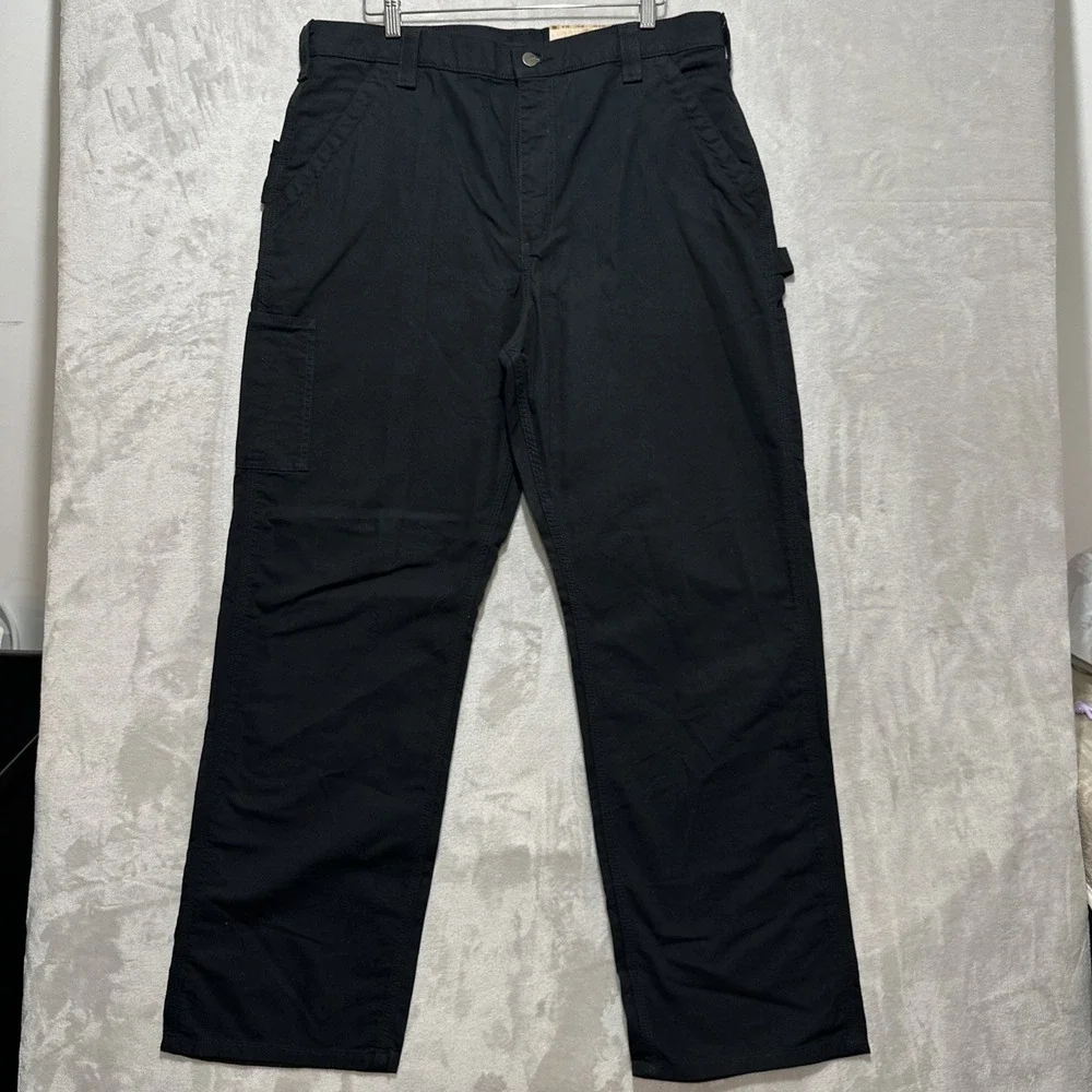Carhartt Pants Mens 38x32 Loose Straight Washed Duck Dungaree Black Original Fit